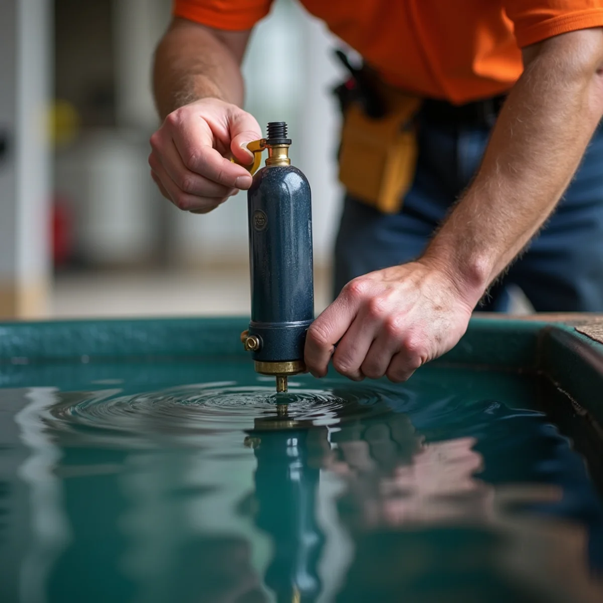 Testing vertical float switch mechanism in sump basin
