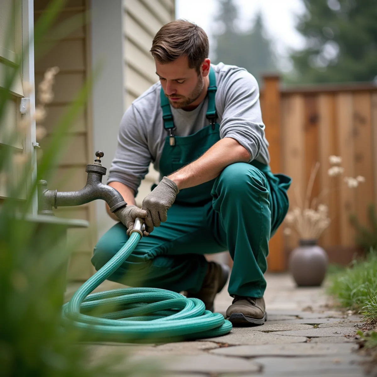 Disconnecting garden hoses and installing freeze-proof covers