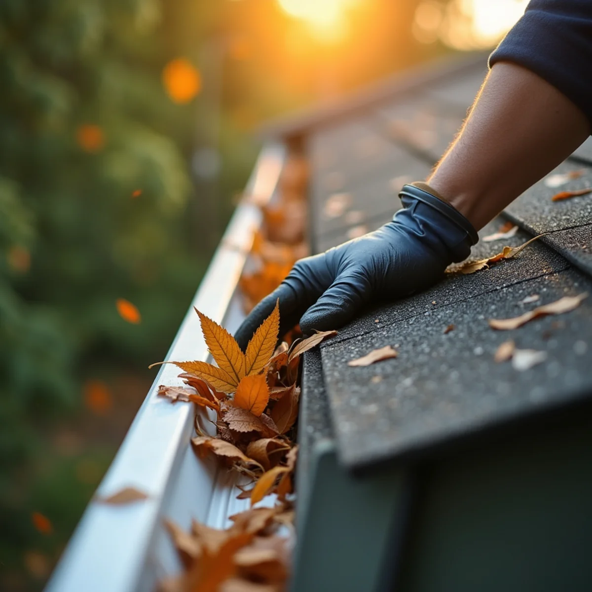 Clearing gutters and underground downspout drains of fir needles