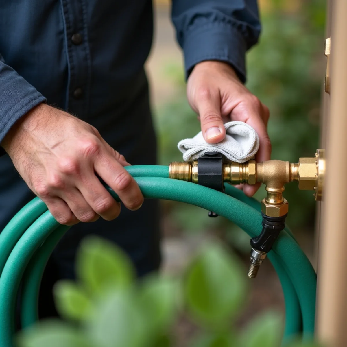 Disconnecting outdoor hose and installing insulated bibb cover