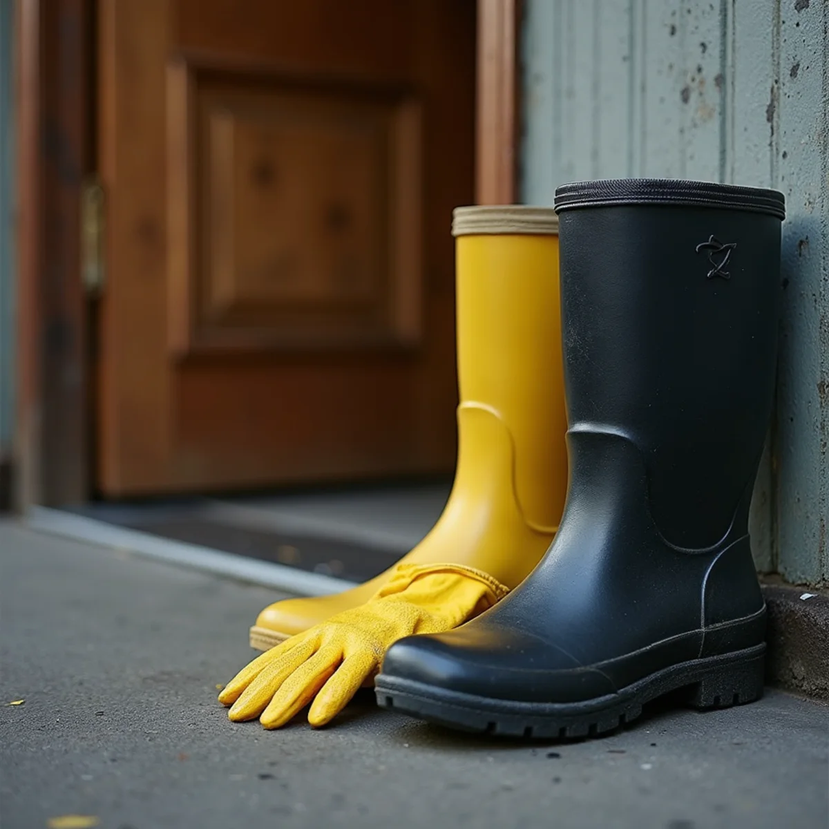 Biohazard safety boots and gloves to avoid contaminated sewage