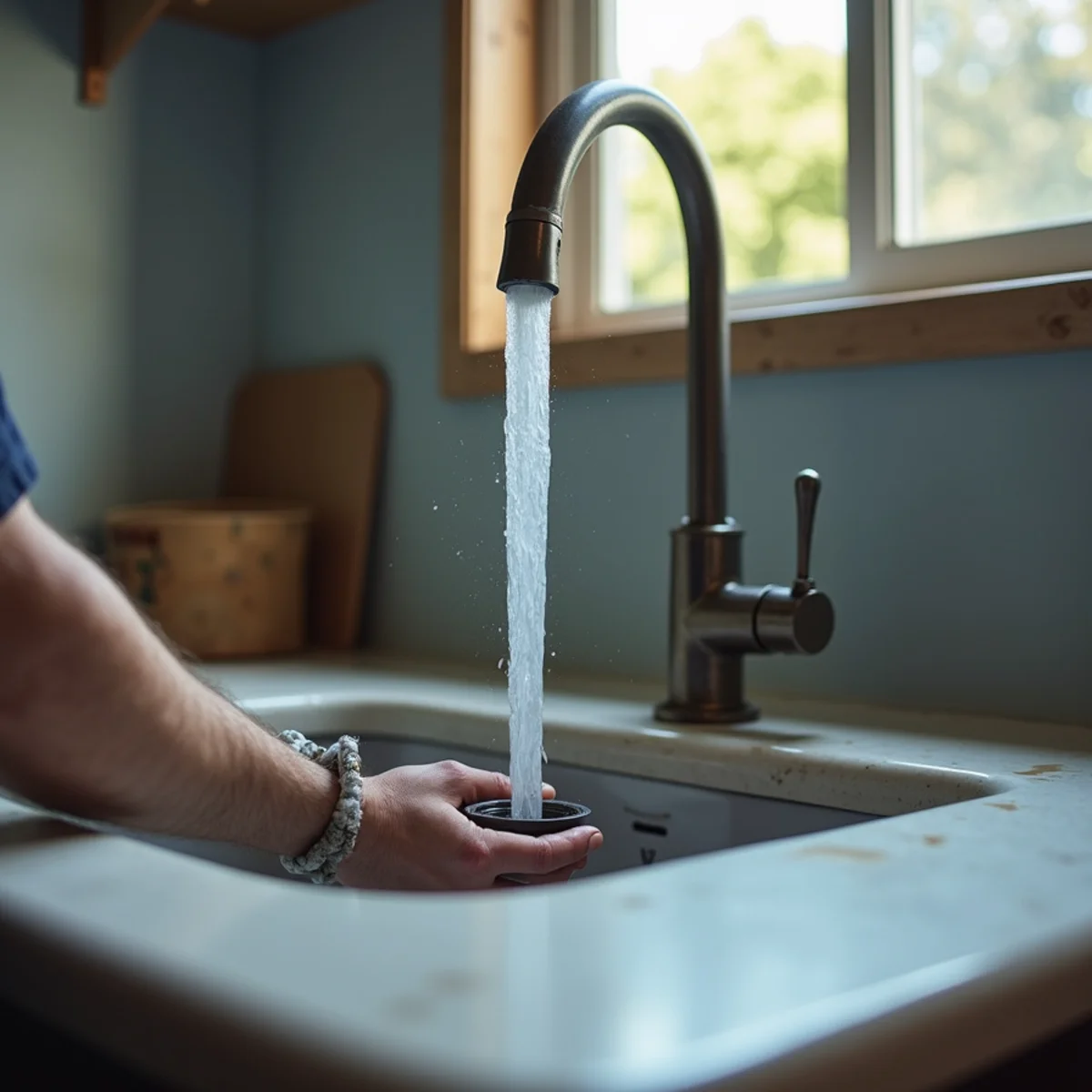 Opening lowest household faucet to relieve plumbing pressure
