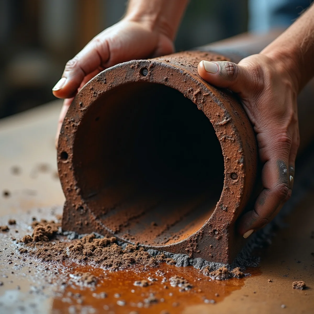 Cast-iron pipe rust tubercles and internal corrosion