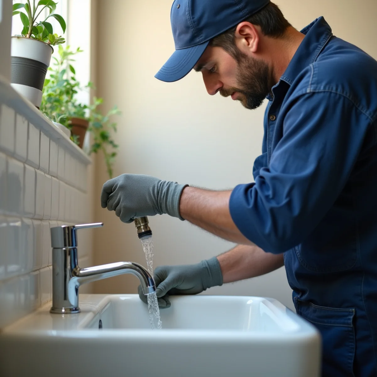 Opening sink taps to drain water supply lines by gravity
