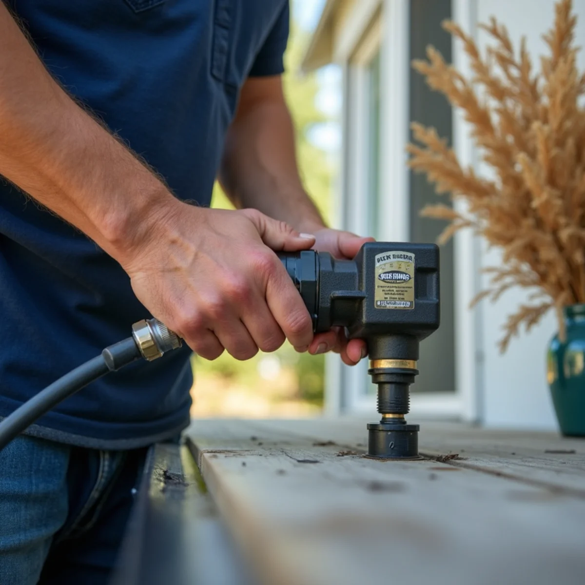 Blowing residual water from plumbing lines with compressed air