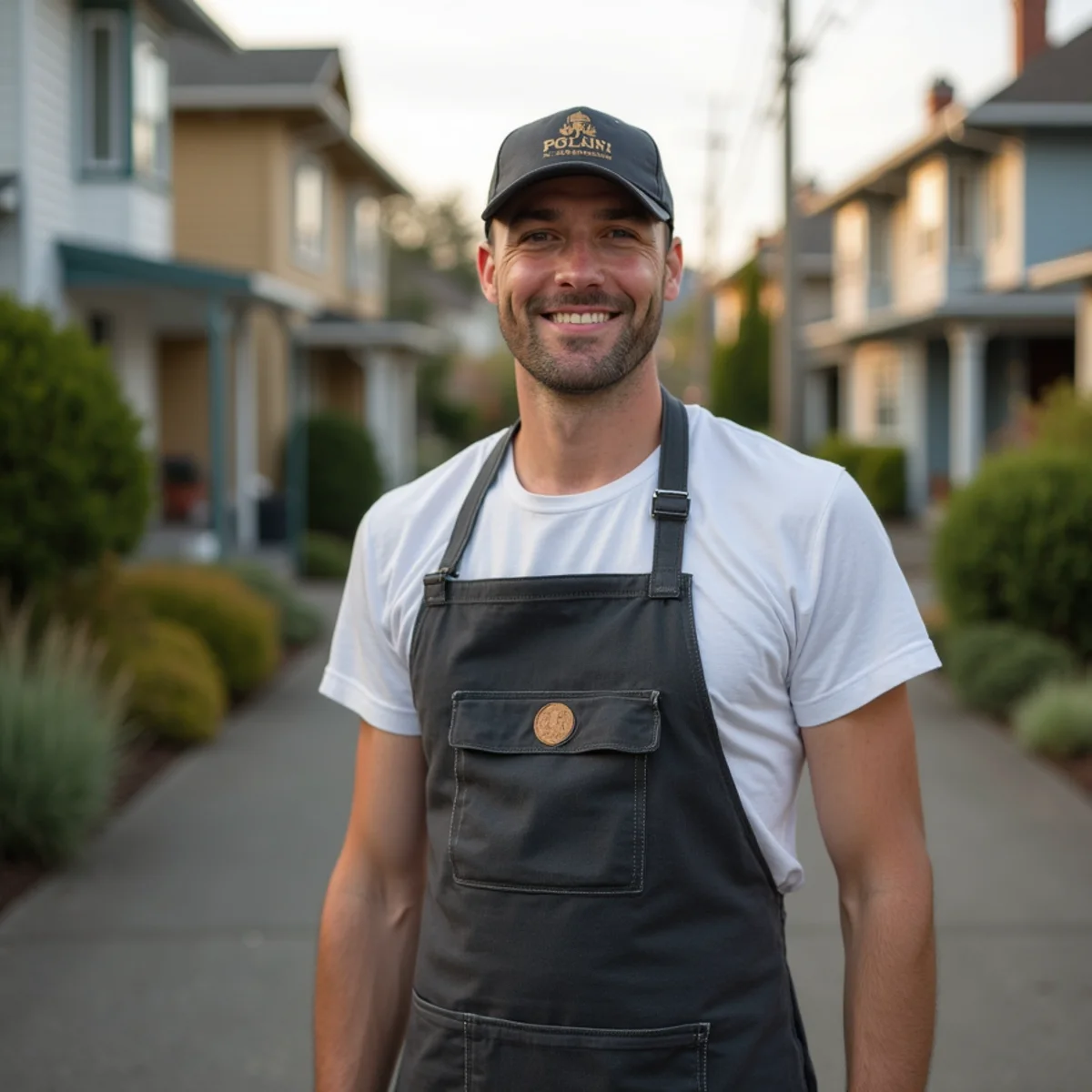 Residential neighborhood homes and plumbing service setting in Astoria, Oregon