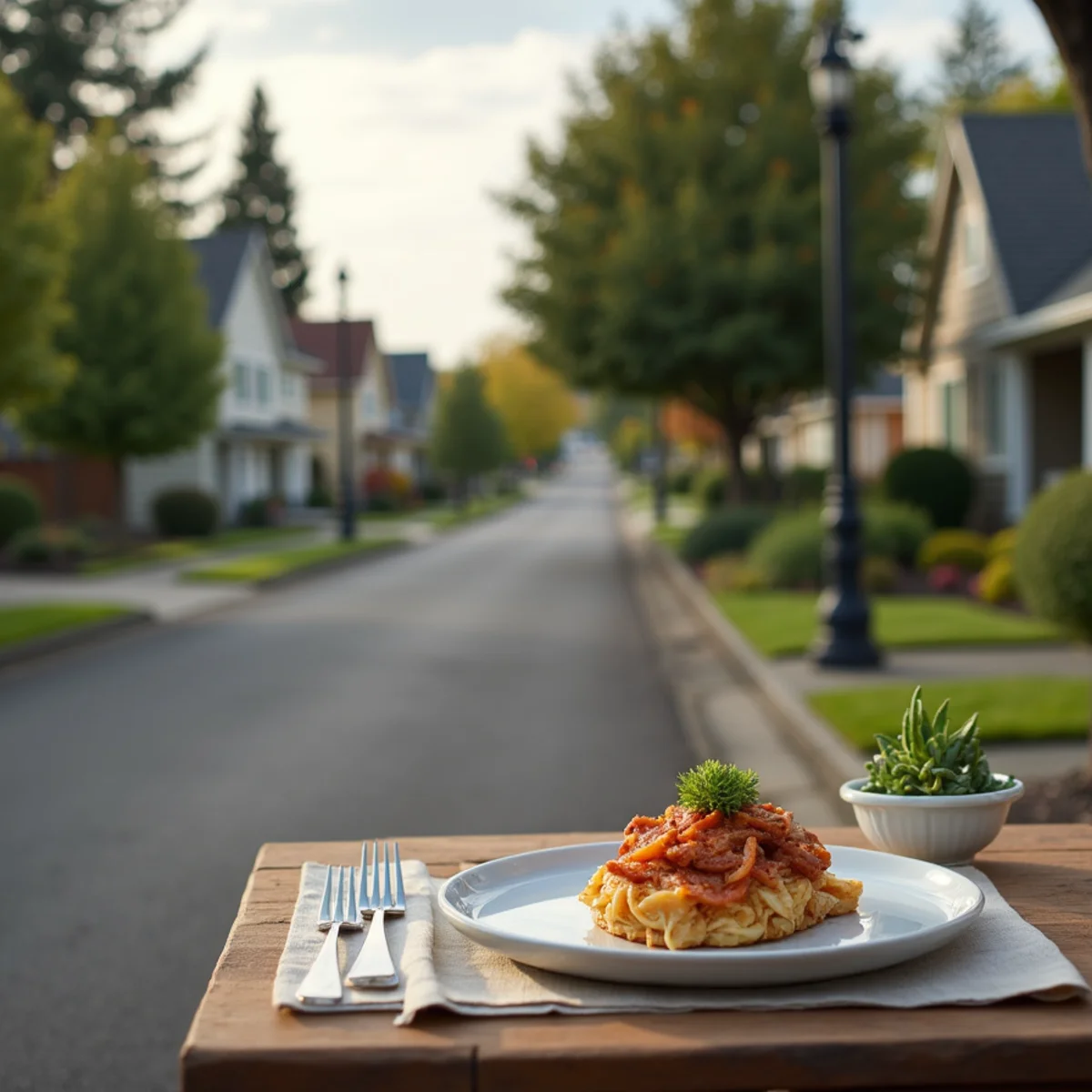 Residential neighborhood homes and plumbing service setting in Corvallis, Oregon