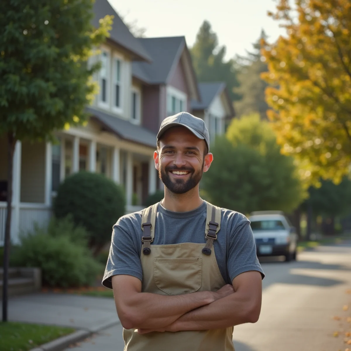 Residential neighborhood homes and plumbing service setting in Eugene, Oregon