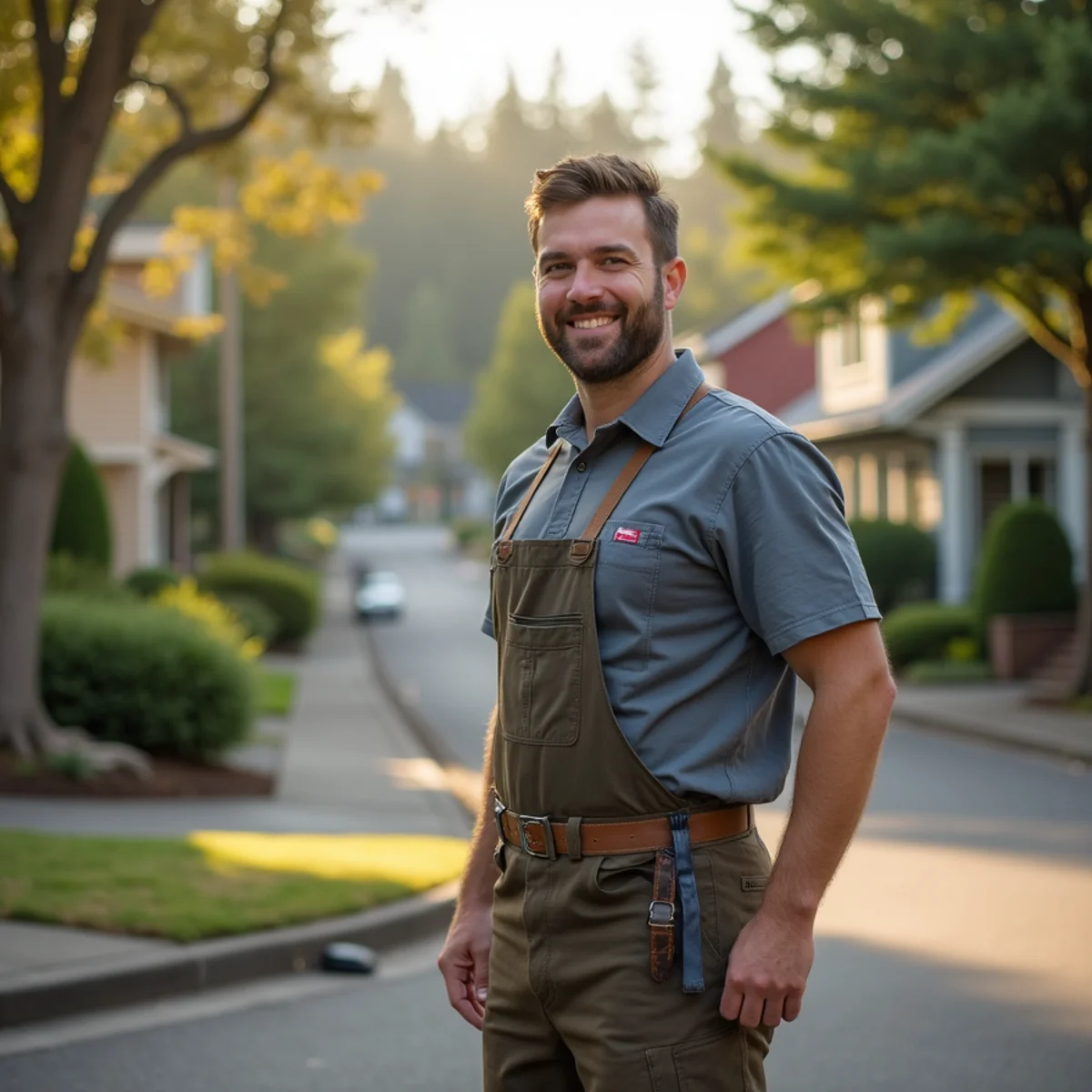 Residential neighborhood homes and plumbing service setting in Forest Grove, Oregon