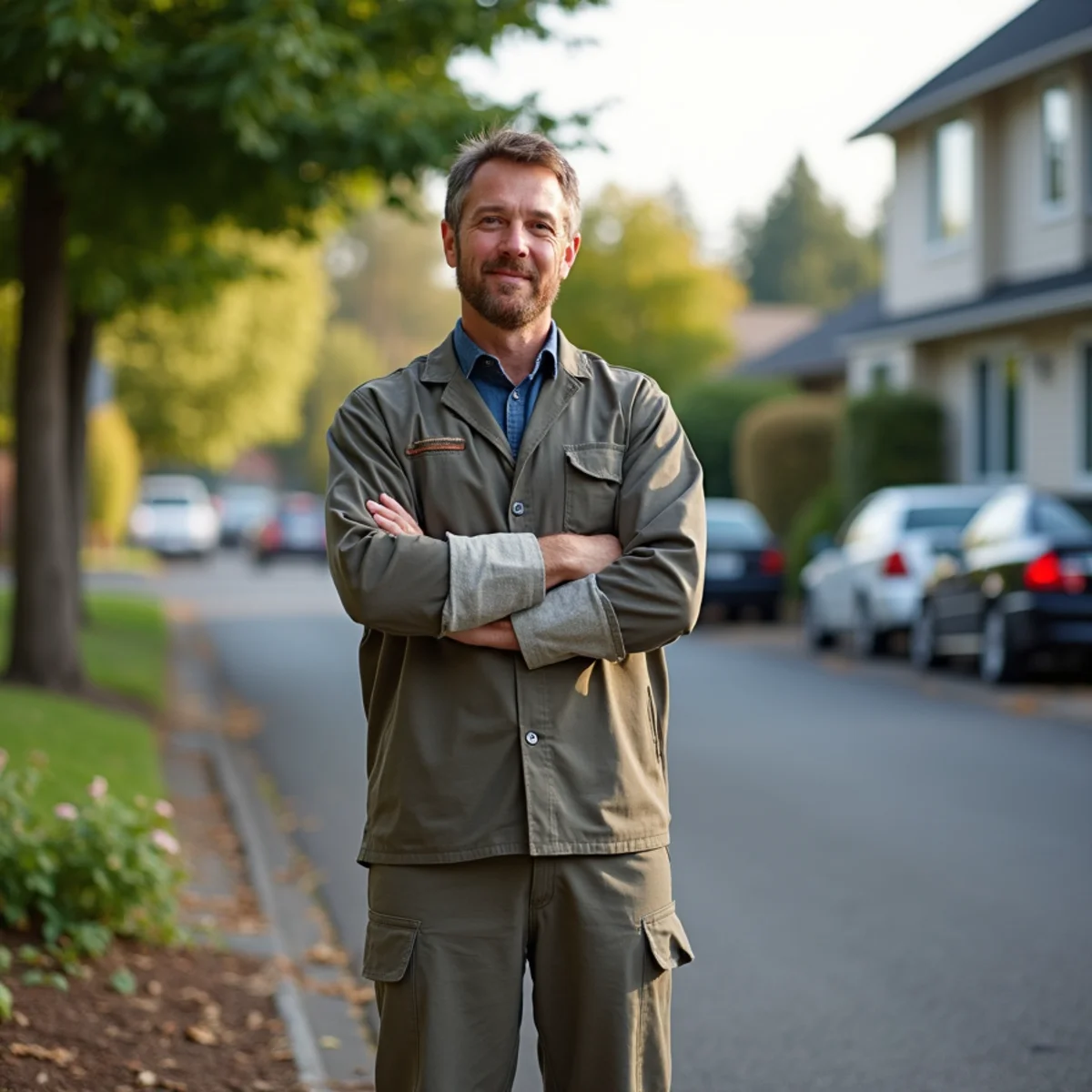 Residential neighborhood homes and plumbing service setting in Happy Valley, Oregon