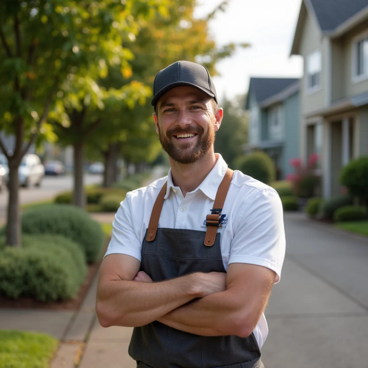 Residential neighborhood homes and plumbing service setting in Hubbard, Oregon