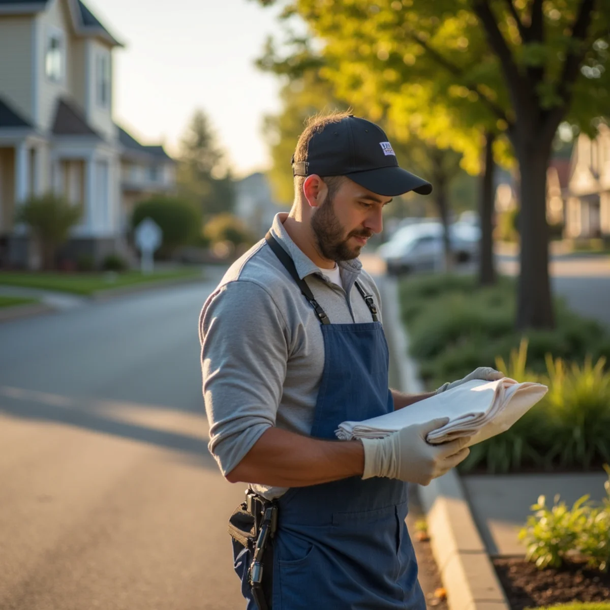 Residential neighborhood homes and plumbing service setting in Keizer, Oregon