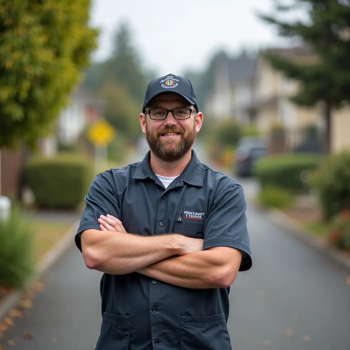 Residential neighborhood homes and plumbing service setting in King City, Oregon