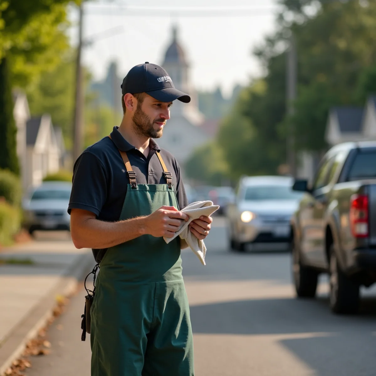 Residential neighborhood homes and plumbing service setting in Salem, Oregon