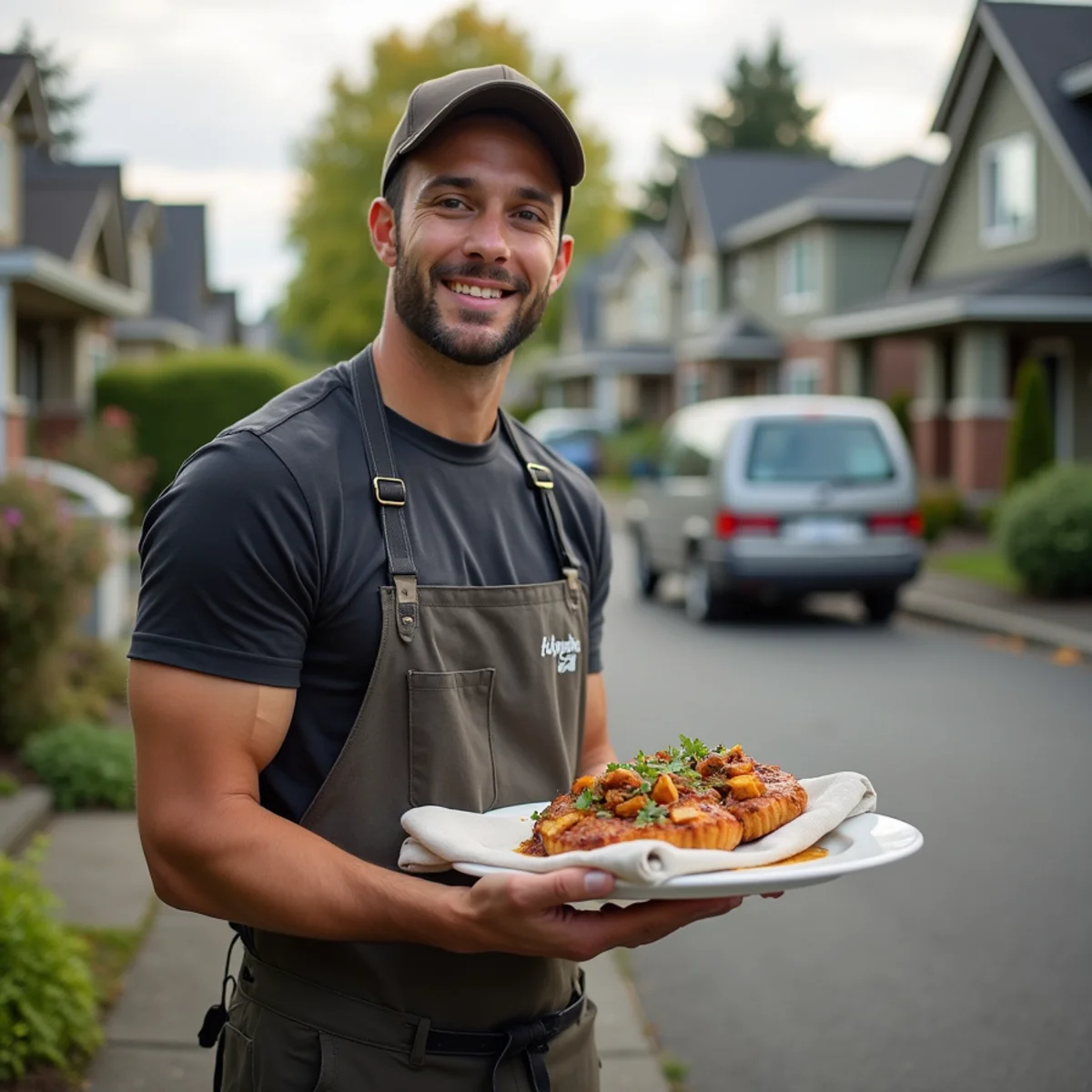 Residential neighborhood homes and plumbing service setting in Sandy, Oregon