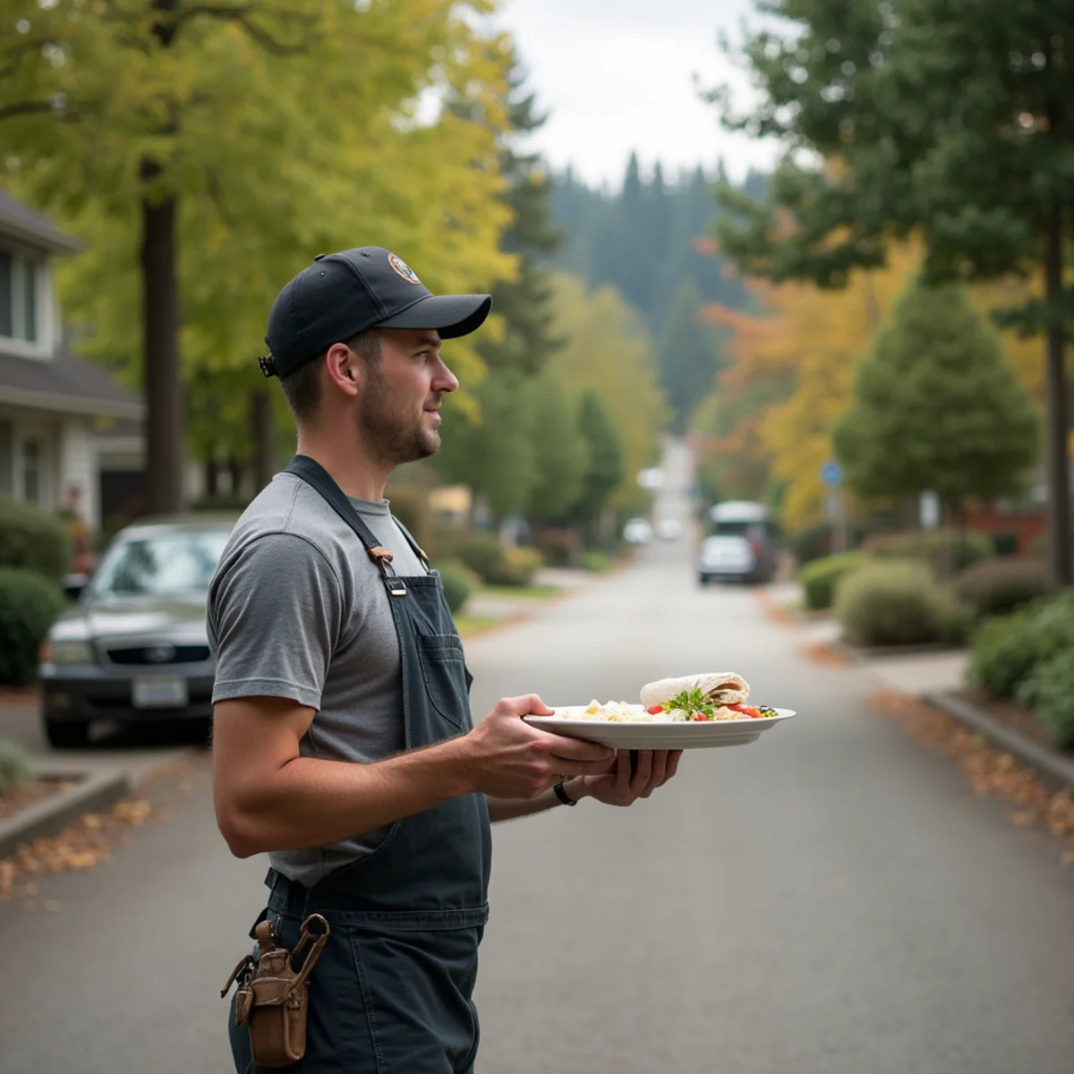Residential neighborhood homes and plumbing service setting in Silverton, Oregon