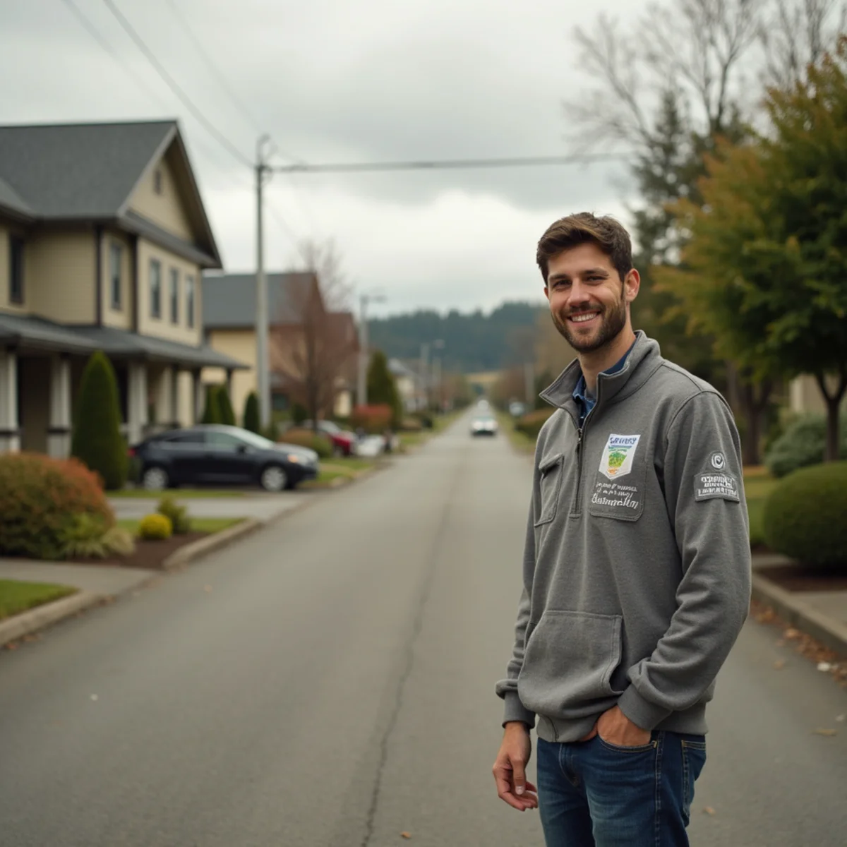Residential neighborhood homes and plumbing service setting in Tillamook, Oregon