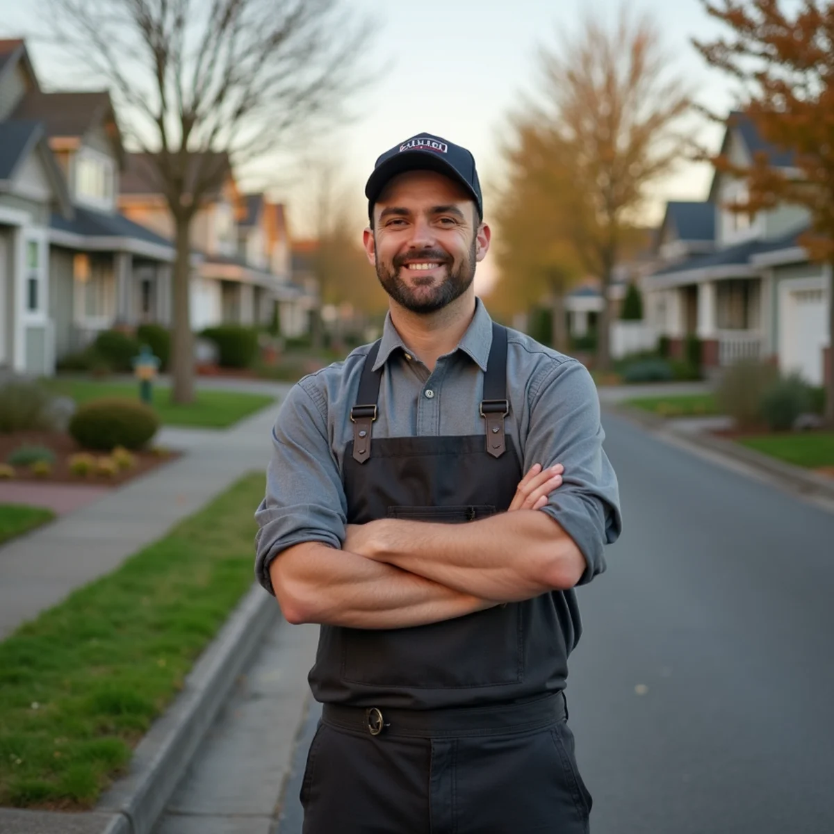 Residential neighborhood homes and plumbing service setting in Woodburn, Oregon